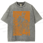 Unisex Giant Rabbit Attack Printed Washed Tee