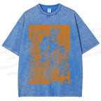 Unisex Giant Rabbit Attack Printed Washed Tee
