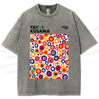 Unisex Yayoi Kusama Multicolor Dots Printed Washed Tee