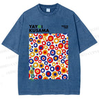 Unisex Yayoi Kusama Multicolor Dots Printed Washed Tee