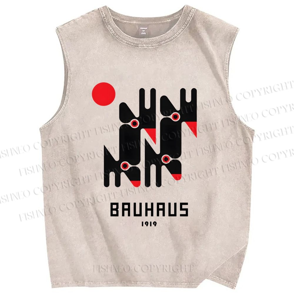 Unisex Bauhaus Geometry Printed Washed Tank Top
