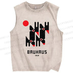 Unisex Bauhaus Geometry Printed Washed Tank Top