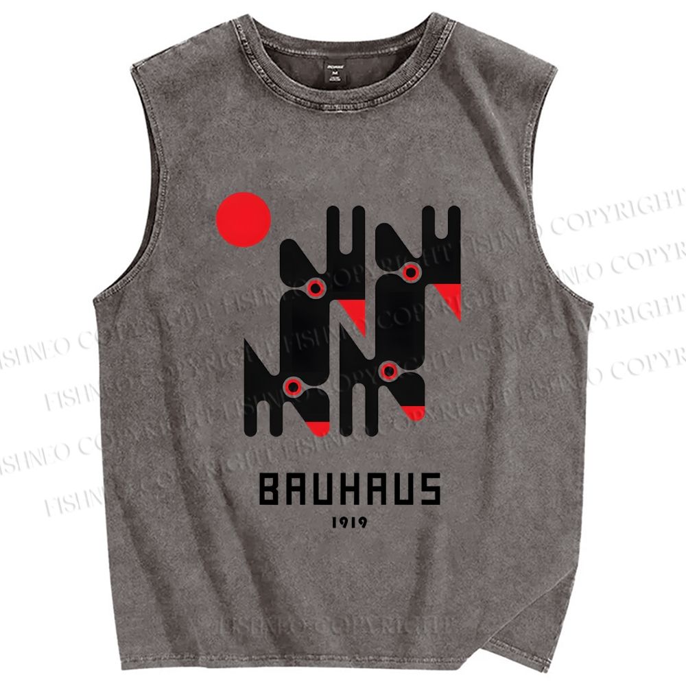 Unisex Bauhaus Geometry Printed Washed Tank Top