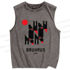 Unisex Bauhaus Geometry Printed Washed Tank Top