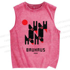 Unisex Bauhaus Geometry Printed Washed Tank Top