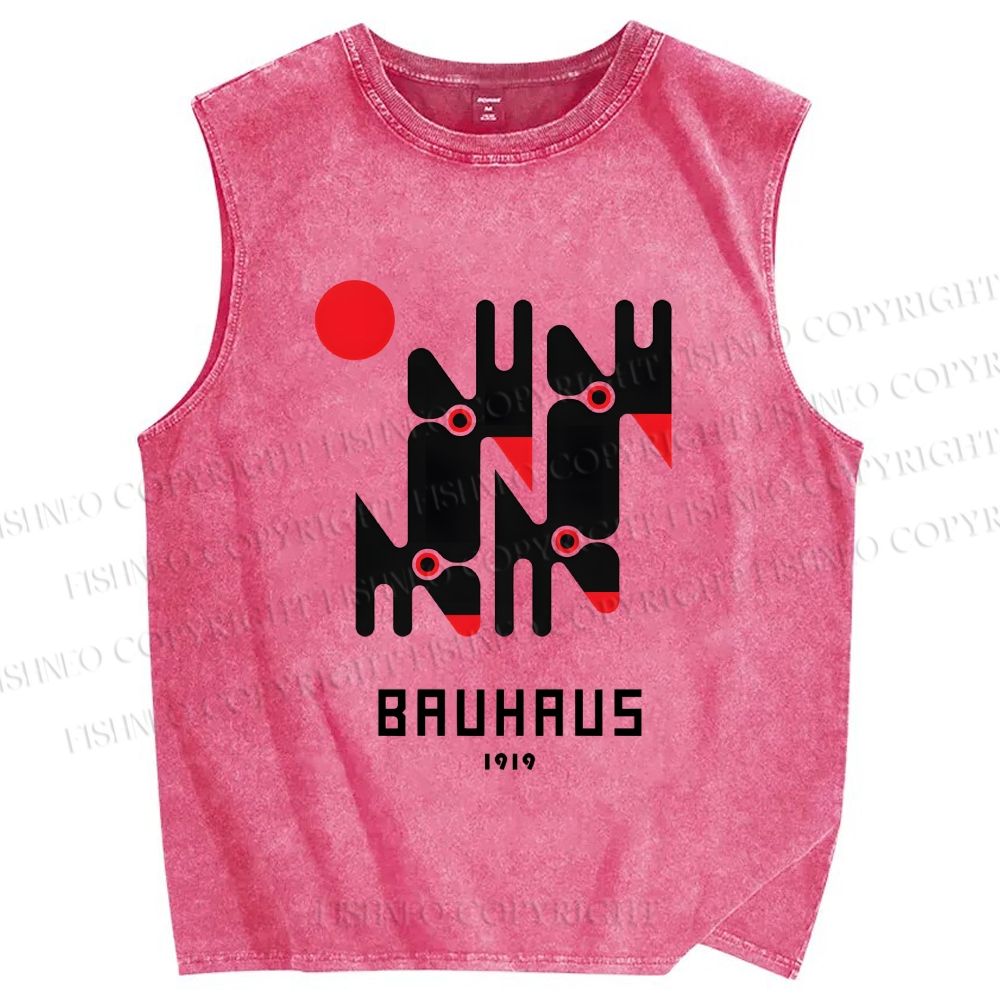 Unisex Bauhaus Geometry Printed Washed Tank Top