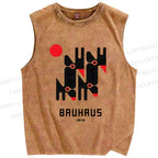 Unisex Bauhaus Geometry Printed Washed Tank Top