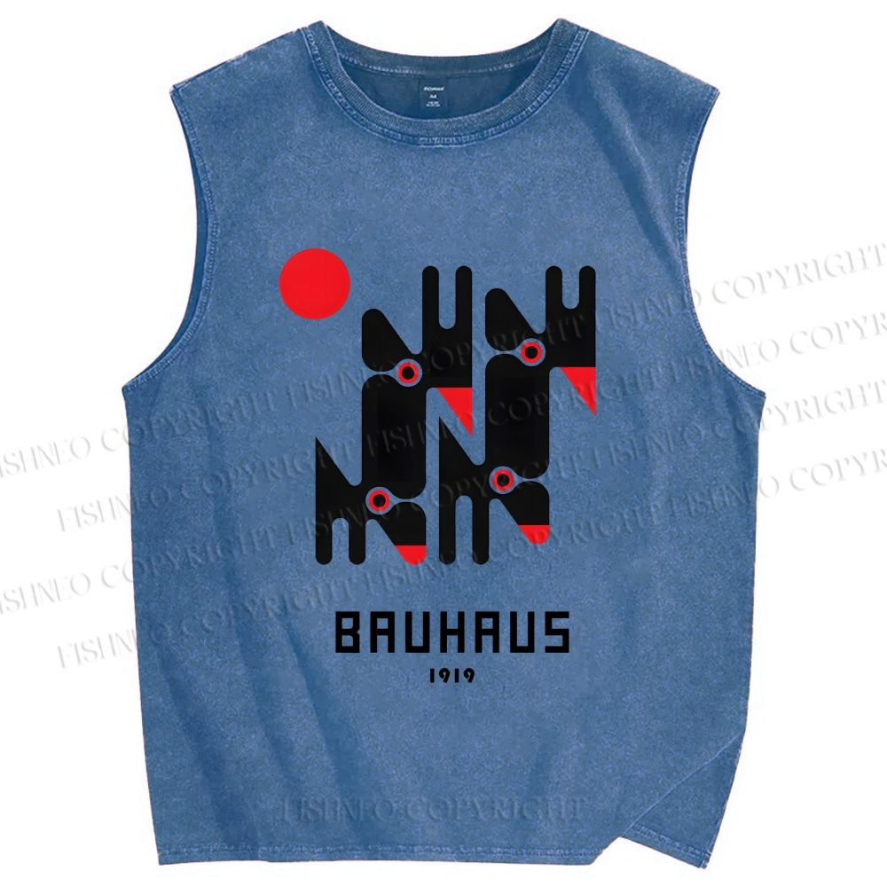 Unisex Bauhaus Geometry Printed Washed Tank Top