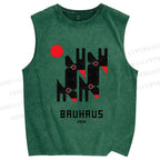 Unisex Bauhaus Geometry Printed Washed Tank Top