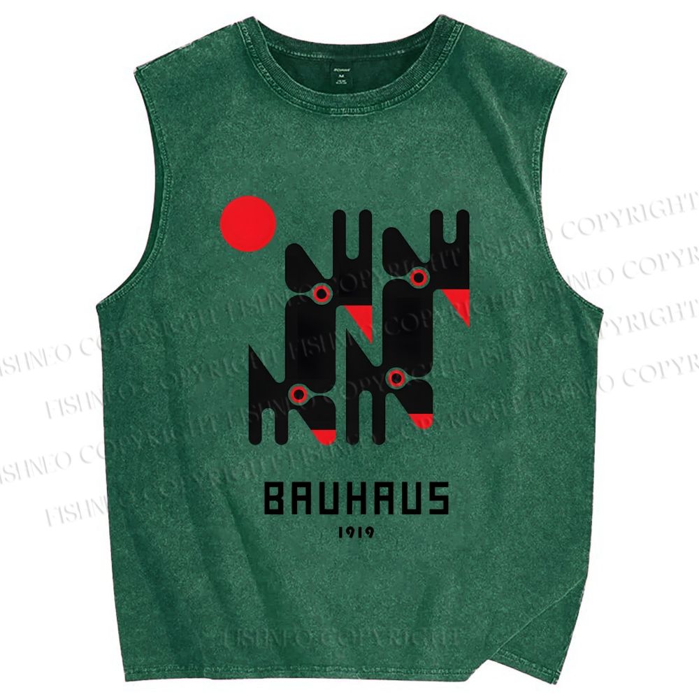 Unisex Bauhaus Geometry Printed Washed Tank Top