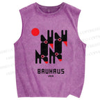 Unisex Bauhaus Geometry Printed Washed Tank Top