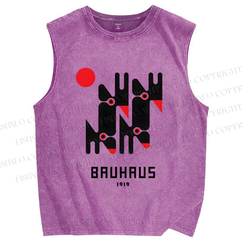 Unisex Bauhaus Geometry Printed Washed Tank Top