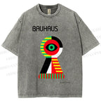 Unisex Bauhaus Colored Geometric Eyes Printed Washed Tee