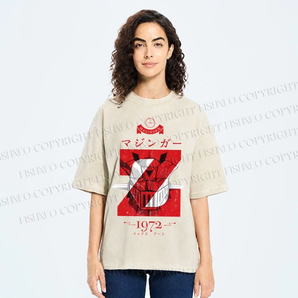 Unisex Mazinger Z Printed Washed Tee