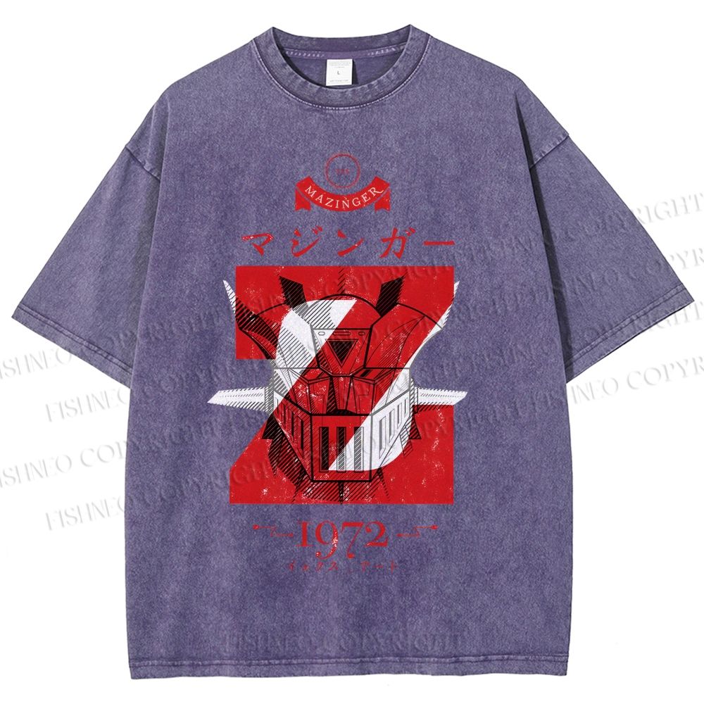 Unisex Mazinger Z Printed Washed Tee