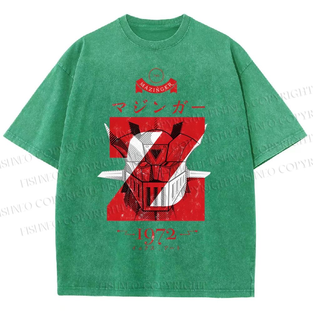 Unisex Mazinger Z Printed Washed Tee