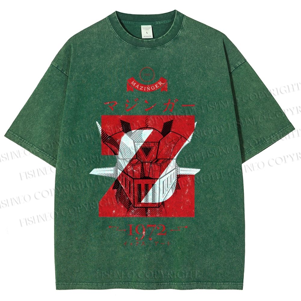 Unisex Mazinger Z Printed Washed Tee