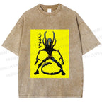 Unisex Alien Printed Washed Tee