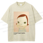 Unisex Yoshitomo Nara Girl Printed Washed Tee