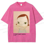 Unisex Yoshitomo Nara Girl Printed Washed Tee