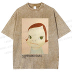 Unisex Yoshitomo Nara Girl Printed Washed Tee
