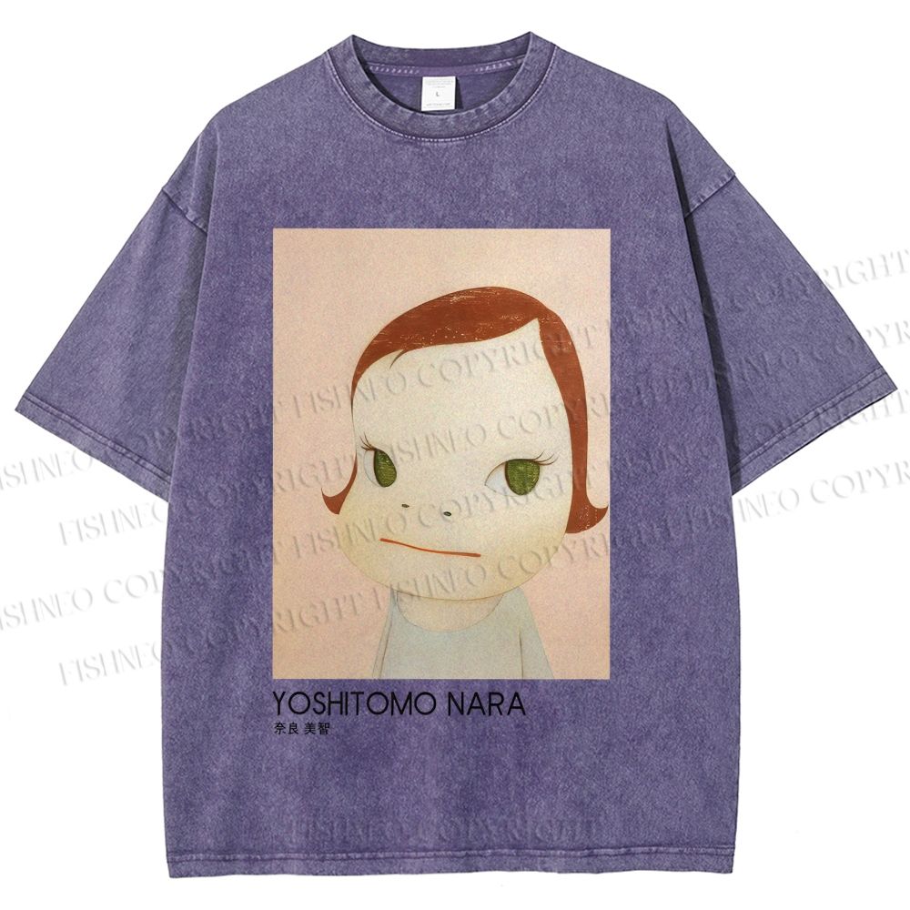 Unisex Yoshitomo Nara Girl Printed Washed Tee