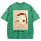 Unisex Yoshitomo Nara Girl Printed Washed Tee
