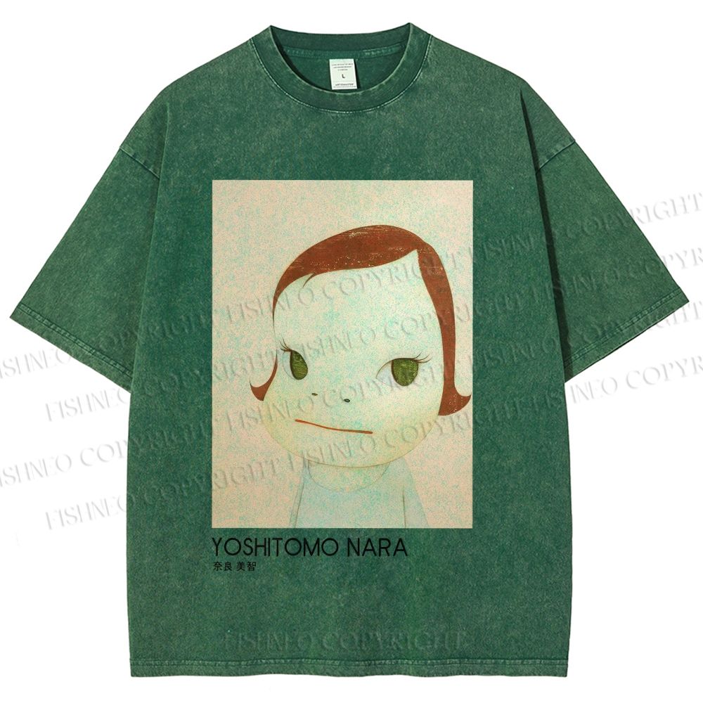 Unisex Yoshitomo Nara Girl Printed Washed Tee