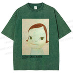 Unisex Yoshitomo Nara Girl Printed Washed Tee