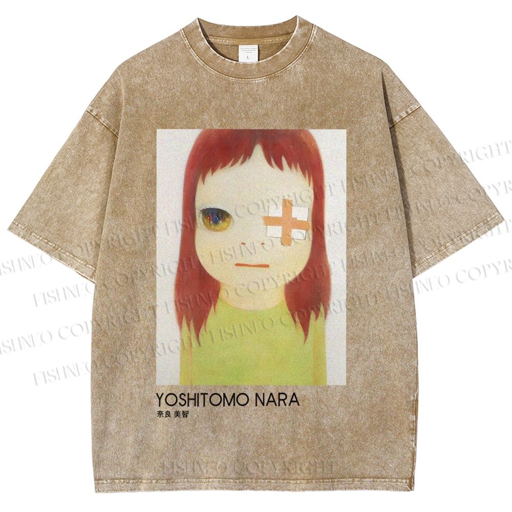 Unisex Yoshitomo Nara Girl Printed Washed Tee