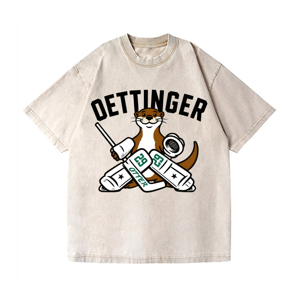 Unisex Dallas Stars Jake Oettinger Otter Ice Hookey Printed Washed Tee