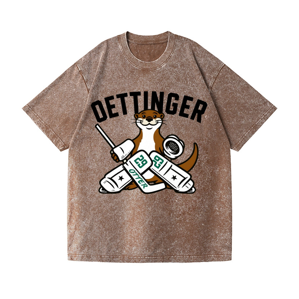 Unisex Dallas Stars Jake Oettinger Otter Ice Hookey Printed Washed Tee