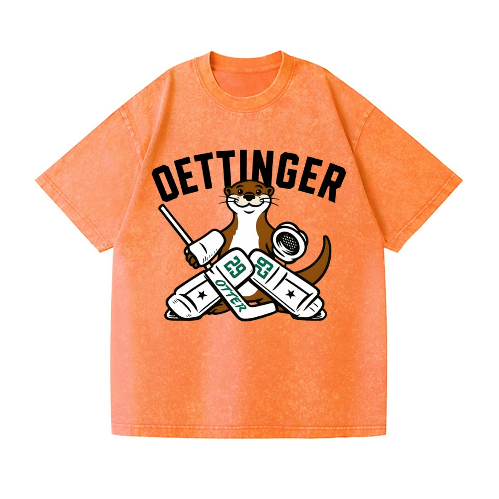 Unisex Dallas Stars Jake Oettinger Otter Ice Hookey Printed Washed Tee