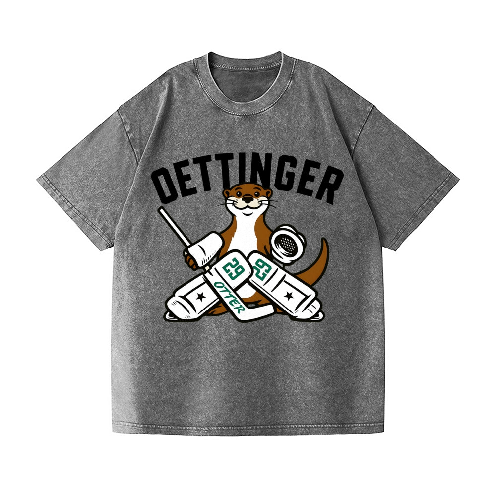 Unisex Dallas Stars Jake Oettinger Otter Ice Hookey Printed Washed Tee