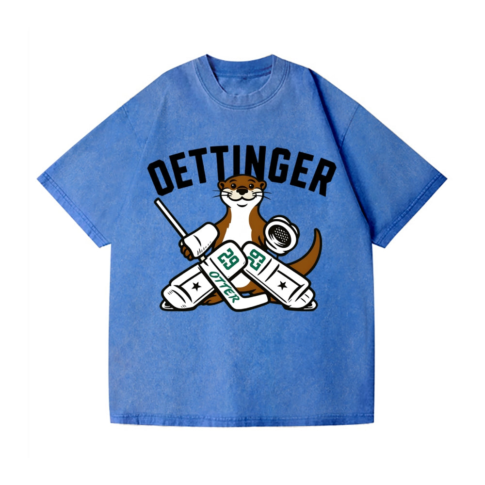Unisex Dallas Stars Jake Oettinger Otter Ice Hookey Printed Washed Tee