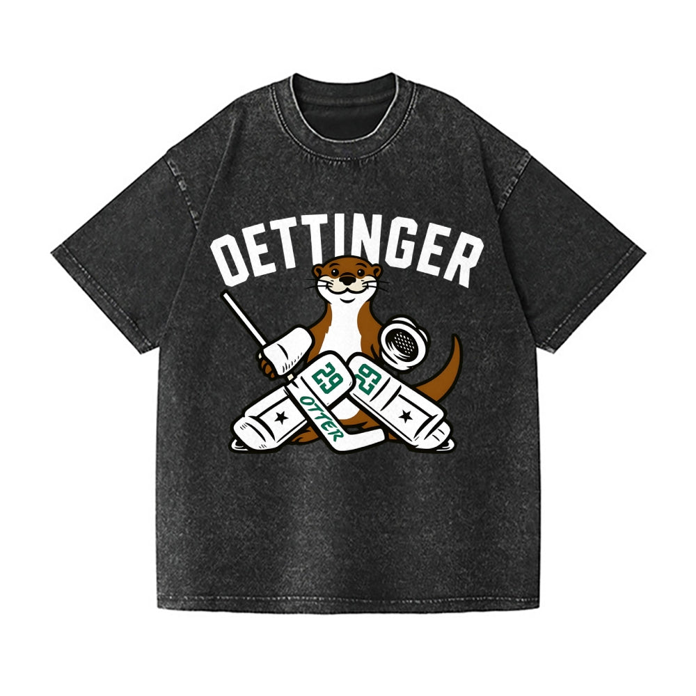 Unisex Dallas Stars Jake Oettinger Otter Ice Hookey Printed Washed Tee