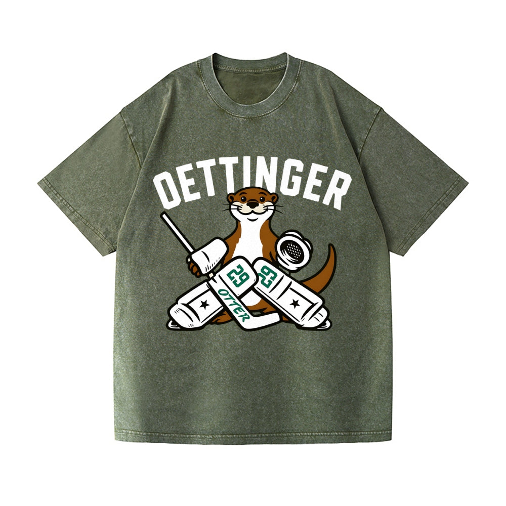 Unisex Dallas Stars Jake Oettinger Otter Ice Hookey Printed Washed Tee