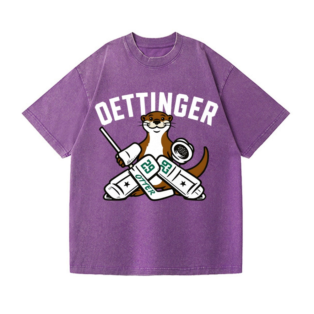 Unisex Dallas Stars Jake Oettinger Otter Ice Hookey Printed Washed Tee