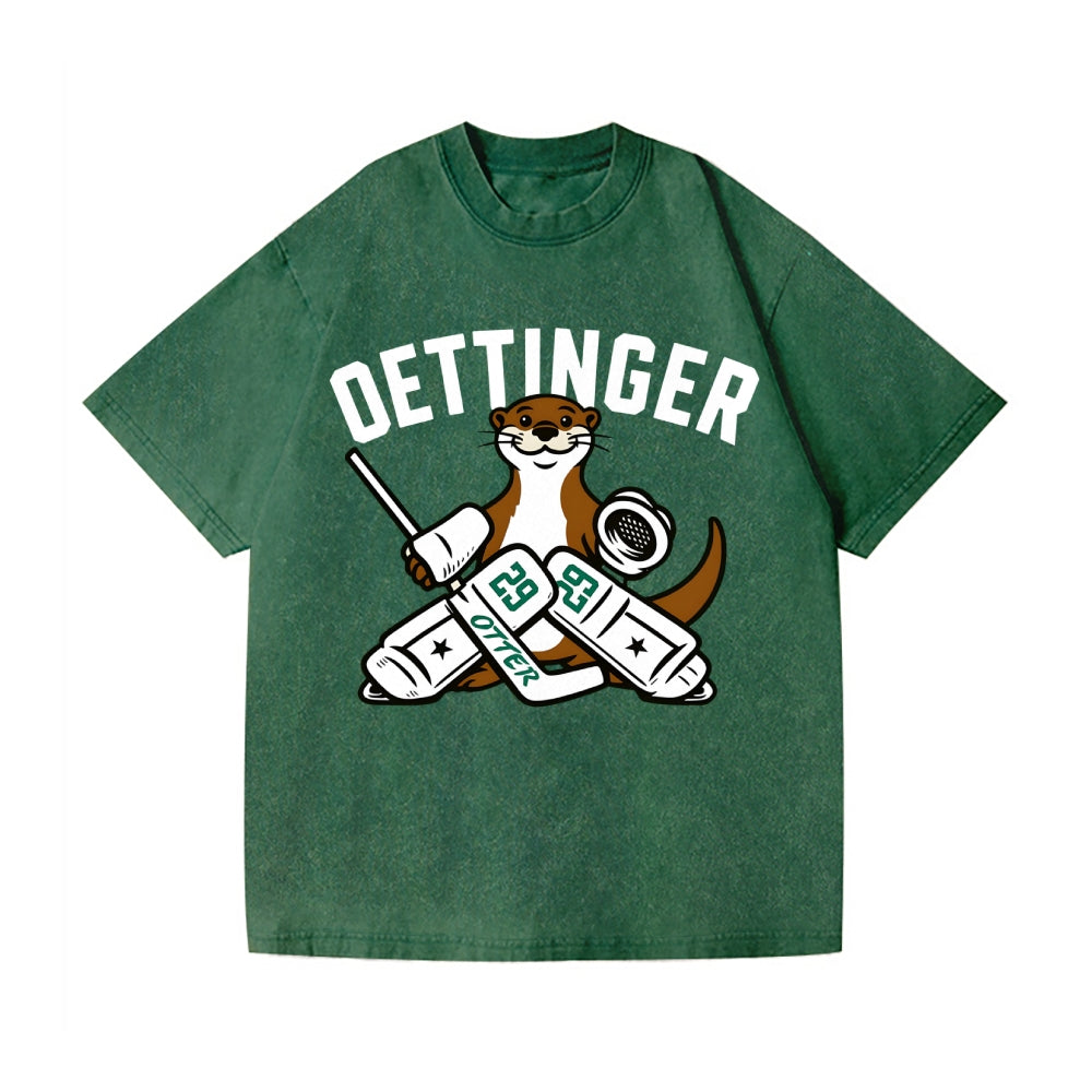 Unisex Dallas Stars Jake Oettinger Otter Ice Hookey Printed Washed Tee