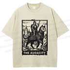 Unisex The Audacity Knight Cat Printed Washed Tee