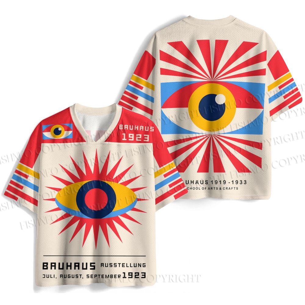 Bauhaus Colored Geometric Eyes Printed Jersey Shirts