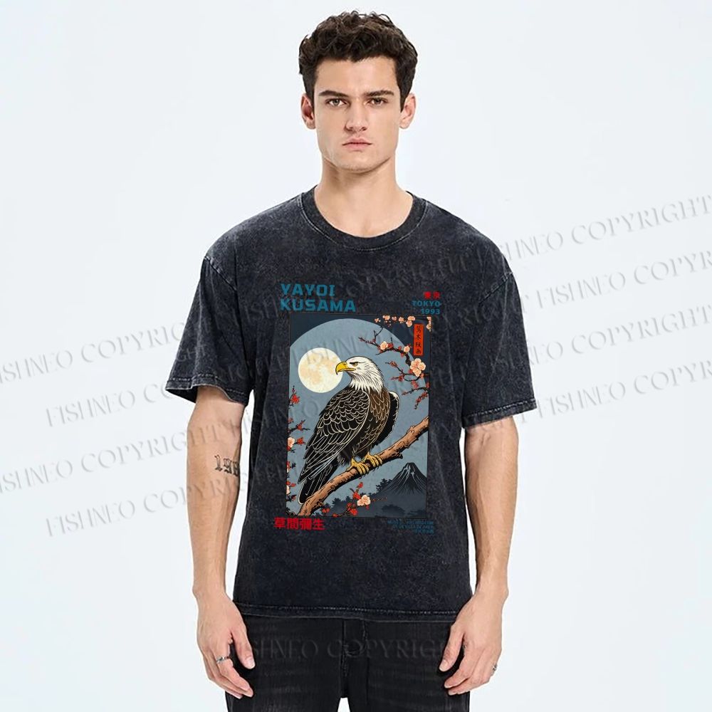 Unisex Yayoi Kusama Tokyo Mountain Eagle Printed Washed Tee