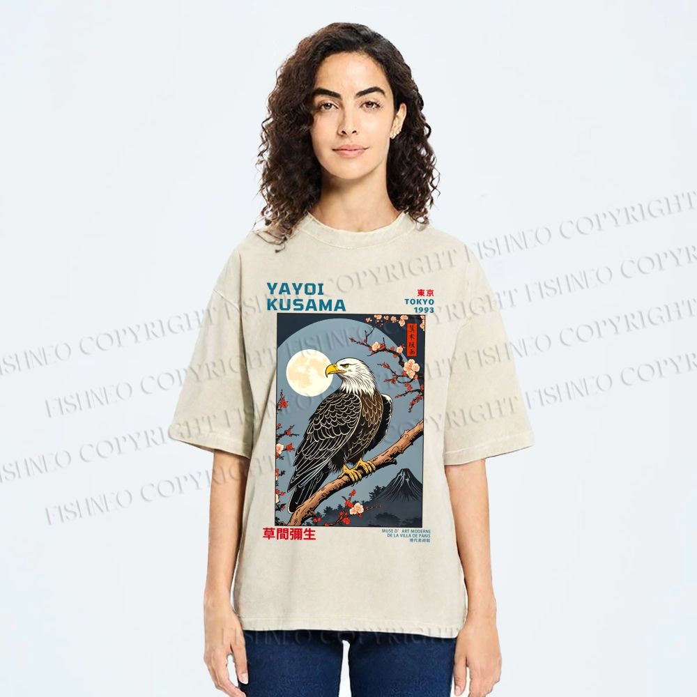 Unisex Yayoi Kusama Tokyo Mountain Eagle Printed Washed Tee