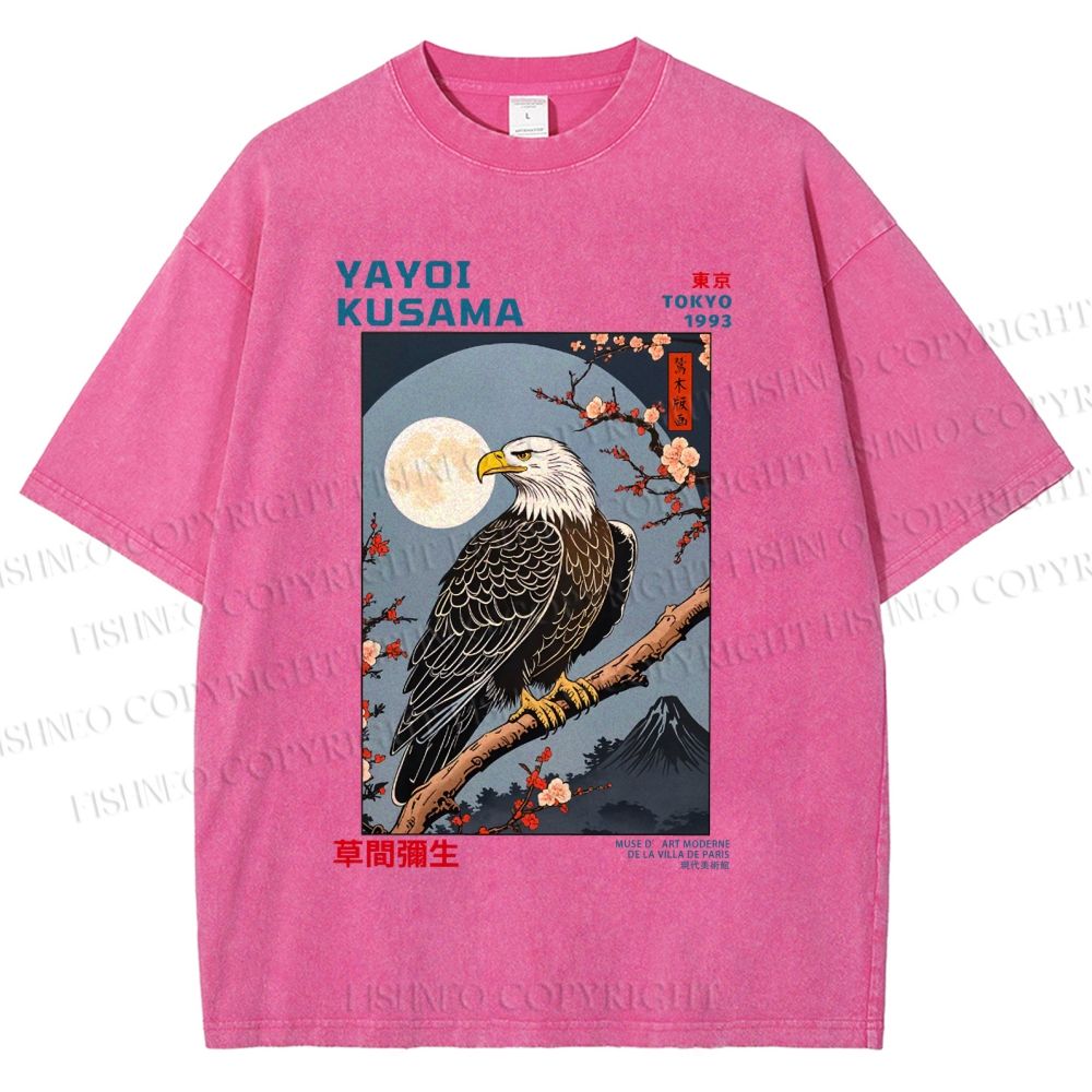 Unisex Yayoi Kusama Tokyo Mountain Eagle Printed Washed Tee