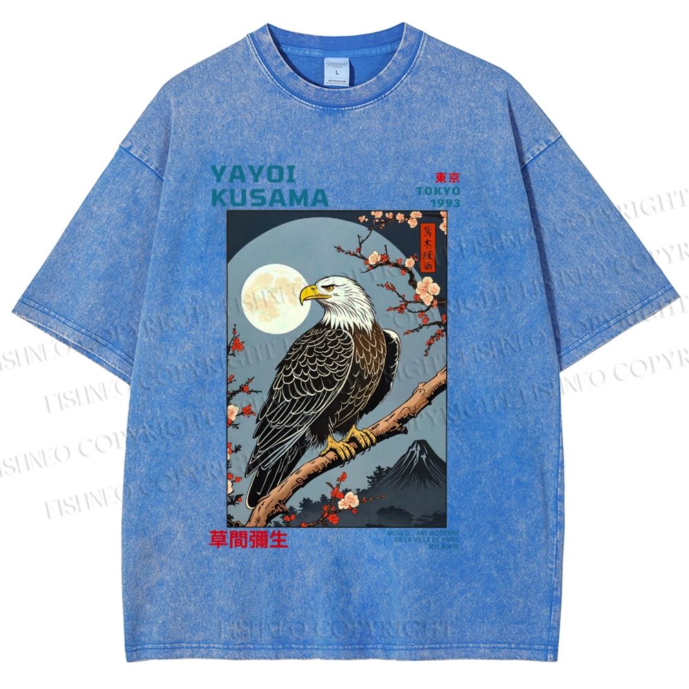 Unisex Yayoi Kusama Tokyo Mountain Eagle Printed Washed Tee