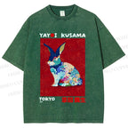 Unisex Printed Yayoi Kusama Floral Rabbit 1995 Washed Tee