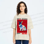 Unisex Printed Yayoi Kusama Floral Rabbit 1995 Washed Tee