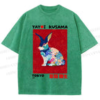 Unisex Printed Yayoi Kusama Floral Rabbit 1995 Washed Tee
