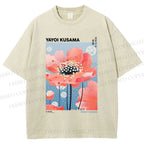 Unisex Yayoi Kusama Flower Printed Washed Tee