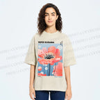 Unisex Yayoi Kusama Flower Printed Washed Tee